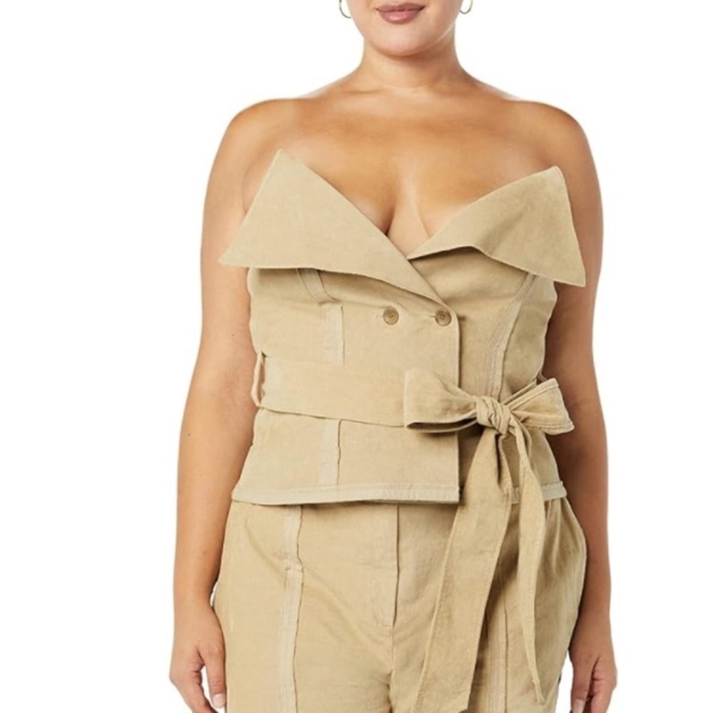 Making the Cut Deconstructed Strapless Corset halter Top size XXS corduroy - Picture 4 of 14